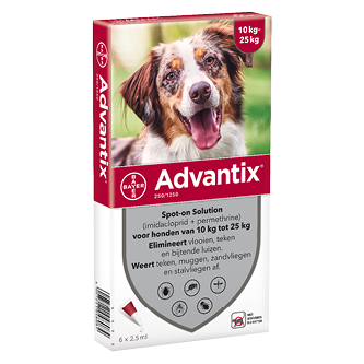 Advantix 250/1250 hond 10-25 kg 6 pipetten