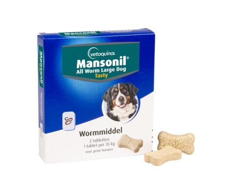 Mansonil all worm large dog tasty 2 tabletten