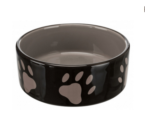 Trixie keramische voer-/waterbak met poten zwart 12 cm